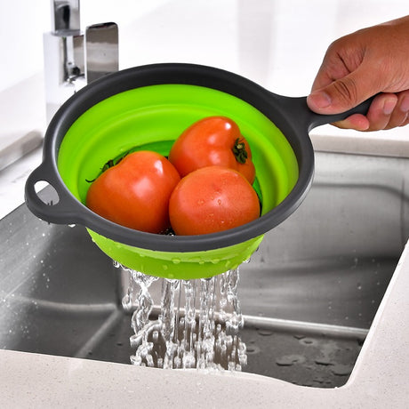 Long handle PP+TPR folding drainage basket retractable water filter basket fruit and vegetable water filter tray - V.I.P Digital Presence