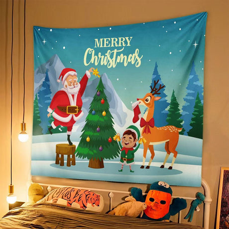 New Christmas Background Cloth, Christmas Tapestry, Christmas Party Event Decoration Hanging Cloth, Christmas Hanging Cloth - V.I.P Digital Presence