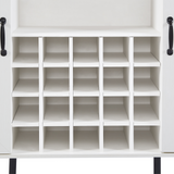 White Faux Rattan Barn Door Wine Cabinet with Wine Rack and Wine Glass Rack, Double Door Design with Removable Shelves - V.I.P Digital Presence