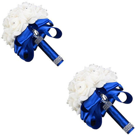 White Ivory Bridal Bridesmaid Flower Wedding Bouquet Artificial Flower Rose Bouquet Crystal Bridal Bouquets - V.I.P Digital Presence