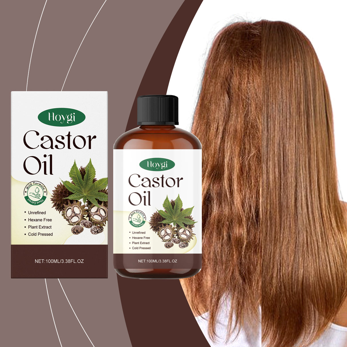 Organic Castor Oil Body Skin Nourishing Hydrating Brows Hair Hydrating Massage Oil