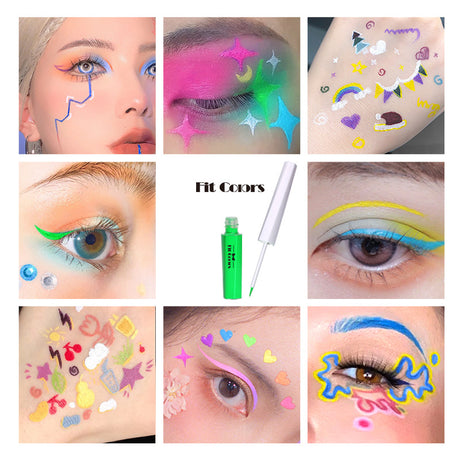 Fit Colors Fluorescent Luminous Color Eyeliner Rainbow Painted Graffiti Waterproof Quick Drying Eyeliner - V.I.P Digital Presence