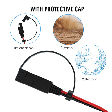 Double insurance SAE plug cable SAE to O-type terminal power cord O-type terminal connection line Photovoltaic extension cord - V.I.P Digital Presence