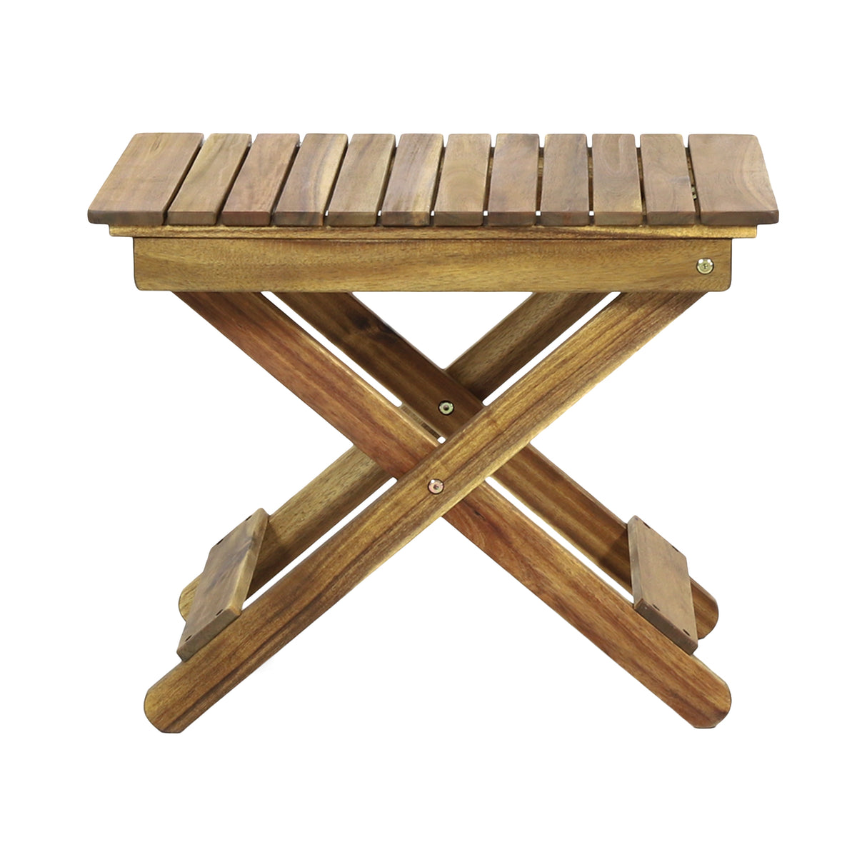 Outdoor Folding Wooden Side Table, Natural, 15"D x 22.75"W x 18.25"H - V.I.P Digital Presence