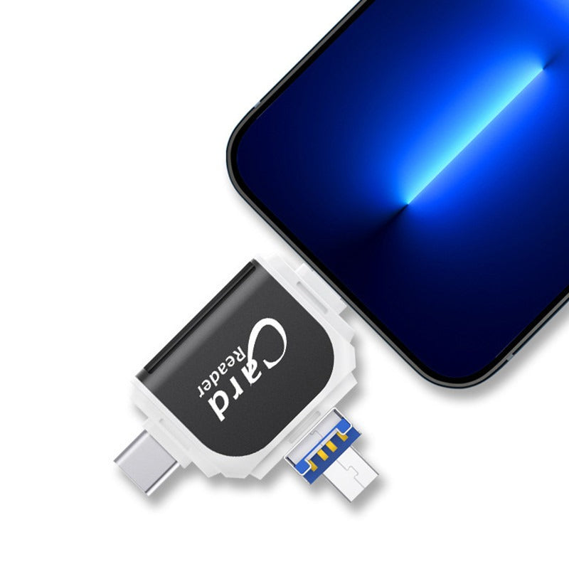 Plug and play for Apple and Android phones multifunctional card reader four in one multifunctional TF card SD card - V.I.P Digital Presence