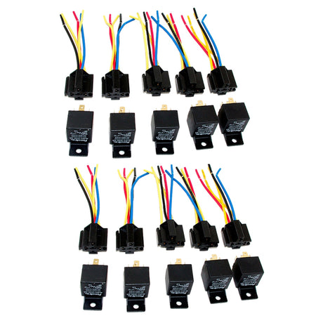 Lot10 New 12 Volt 40 Amp SPDT Automotive Relay with Wires & Harness Socket - V.I.P Digital Presence