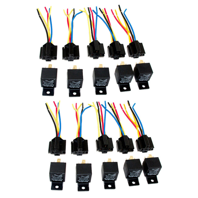 Lot10 New 12 Volt 40 Amp SPDT Automotive Relay with Wires & Harness Socket - V.I.P Digital Presence