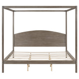 King Size Canopy Platform Bed with Headboard and Support Legs, Brown Wash
