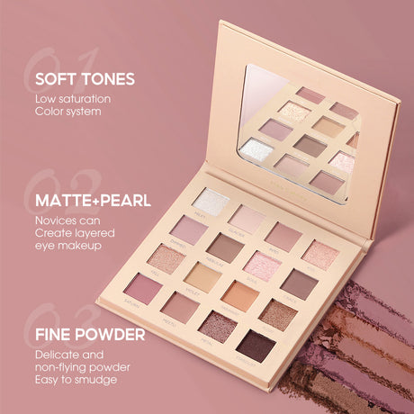 Mee Carney Beauty Makeup 16 Color Eye Shadow Plate Ins Matte Pearl Glitter Pink Earth Color Eye Shadow Plate MC12 - V.I.P Digital Presence