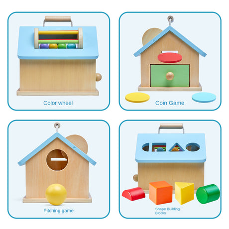 Montessori teaching aids 0-3 baby early education busy house wooden shape matching house drawer box puzzle toy - V.I.P Digital Presence