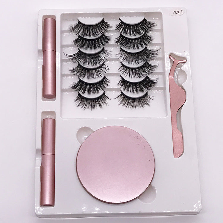 Eight Pairs Of Magnet False Eyelashes With Round Box Mirror Magnetic Iron-Absorbing Stone Eyelashes Magnetic Eyeliner Liquid Eyelashes - V.I.P Digital Presence