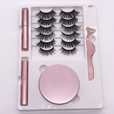 Eight Pairs Of Magnet False Eyelashes With Round Box Mirror Magnetic Iron-Absorbing Stone Eyelashes Magnetic Eyeliner Liquid Eyelashes - V.I.P Digital Presence