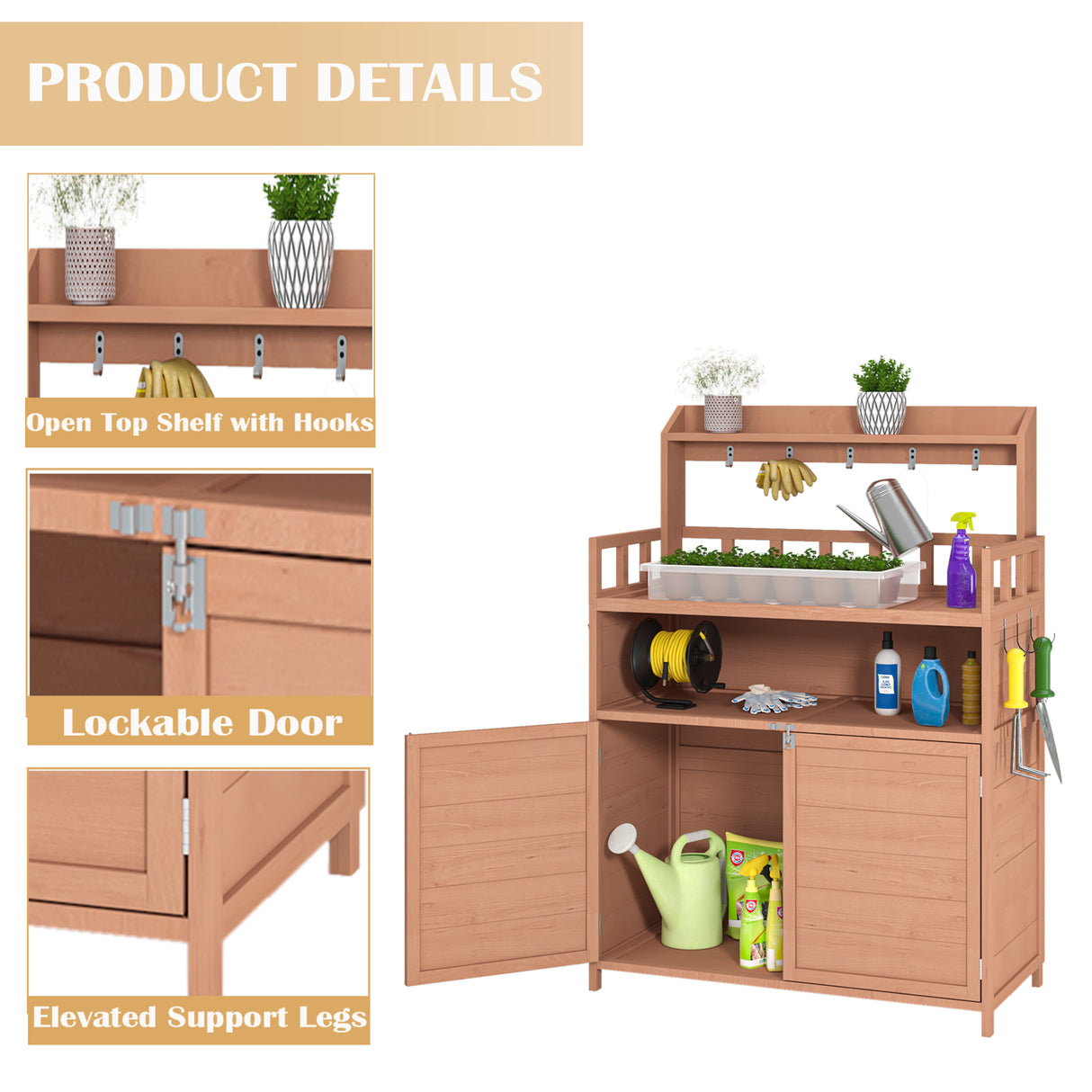 Outdoor gardening workbench with large storage cabinets and a rooftop terrace - V.I.P Digital Presence