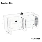 Modern Accent Sideboard Cabinet with Acrylic Doors, Freestanding Storage Cupboard Console Table for Kitchen Dining White - V.I.P Digital Presence