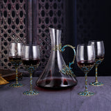 Enamel lead-free red wine cup crystal glass high footed cup decanter set - V.I.P Digital Presence