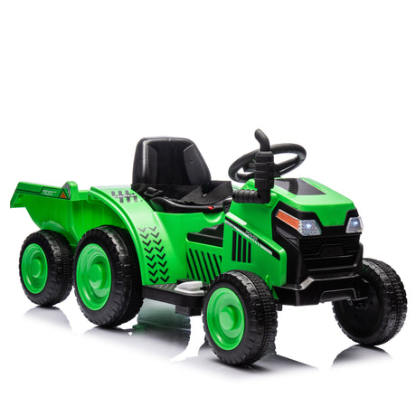12V children ride the electric tractor "Black Knight" with a detachable storage tugboat and power display screen. - V.I.P Digital Presence