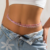 Summer beach rice bead double-layer waist chain waist chain ethnic style elastic bead waist accessory - V.I.P Digital Presence