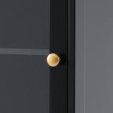 Tall Bathroom Storage Cabinet with Glass Doors, Free-Standing, Two Drawers, and Adjustable Shelves, MDF Board, Painted Black - V.I.P Digital Presence