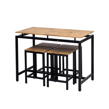 TREXM 5-piece compact bar table with table and stool - modern industrial design brown - V.I.P Digital Presence