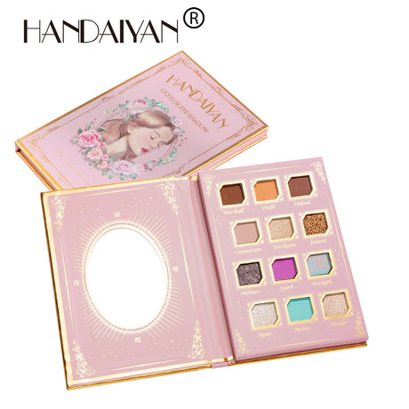 HANDAIYAN 12 Color Eye Shadow Palette Retro Niche Eye Shadow Noble With Mirror Matte Pearlescent Powder Eye Shadow - V.I.P Digital Presence