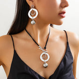 Ins Wind Circle CCB Leather Wax Thread Necklace Irregular Metallic Clavicle Chain Set - V.I.P Digital Presence