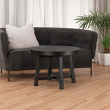 TREXM Farmhouse Round Extendable Dining Table with 16" Leaf Wood Kitchen Table (Espresso)