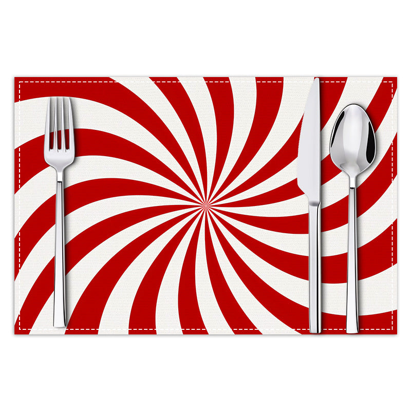 Christmas placemat red candy striped printed table mat holiday table decoration insulated mat coaster - V.I.P Digital Presence