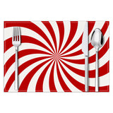 Christmas placemat red candy striped printed table mat holiday table decoration insulated mat coaster - V.I.P Digital Presence