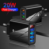 4 USB digital display mobile phone charger, European, American and British standard multi port charger with display screen - V.I.P Digital Presence