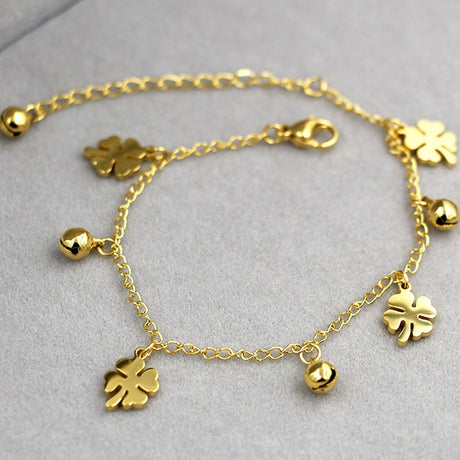 New Arrival Flowers And Bell Anklets For Women Titanium Steel Gold Rose Gold Colors Women Jewelry Anklets Wholesale - V.I.P Digital Presence