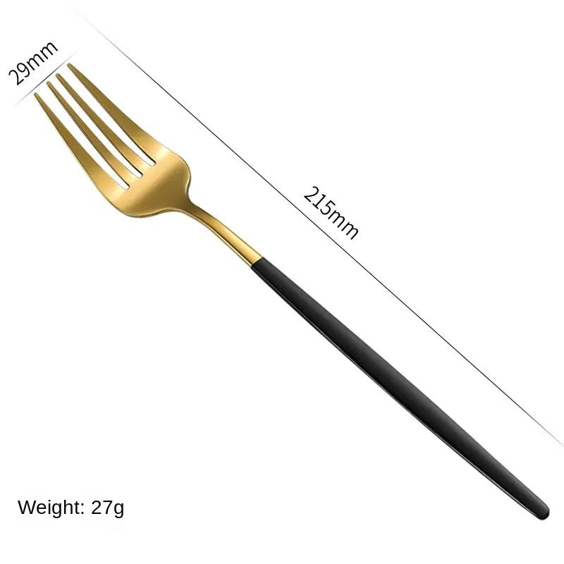 Stainless Steel Cutlery Set with Portuguese Gold Spray Painted Steak Knife, Fork, Spoon, and Tea Spoon 4-Piece Gift Pack - V.I.P Digital Presence