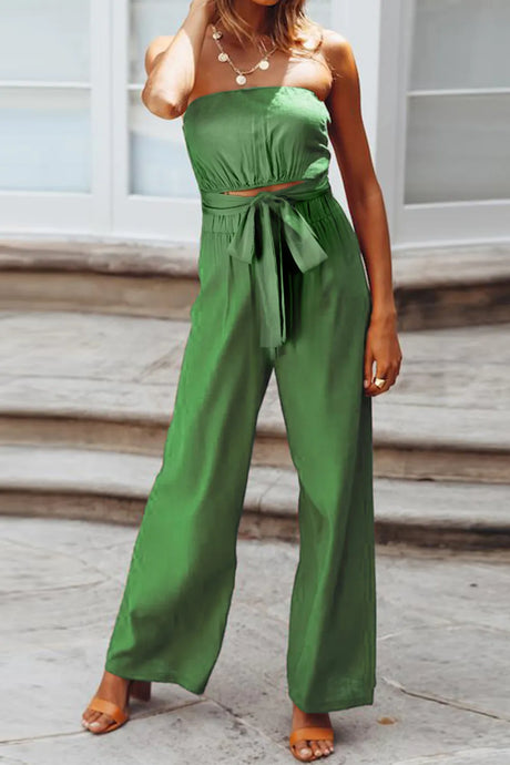 Tied Cutout Tube Wide Leg Jumpsuit - V.I.P Digital Presence