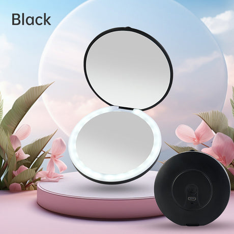 Mini portable LED light-emitting makeup mirror round stackable lighted beauty mirror - V.I.P Digital Presence