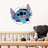 3D Broken Wall Stitch Wallpaper Children's Room Art Poster Decoration Self Adhesive Cartoon Anime Sticker Glass Door Sticker - V.I.P Digital Presence