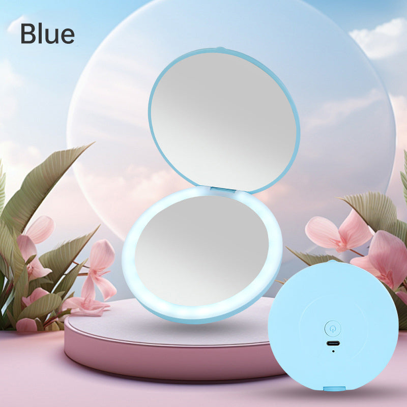 Mini portable LED light-emitting makeup mirror round stackable lighted beauty mirror - V.I.P Digital Presence