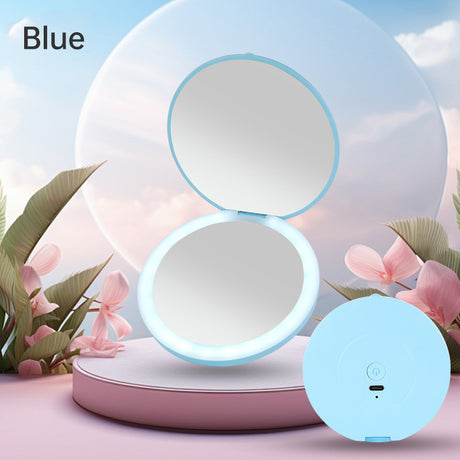 Mini portable LED light-emitting makeup mirror round stackable lighted beauty mirror - V.I.P Digital Presence