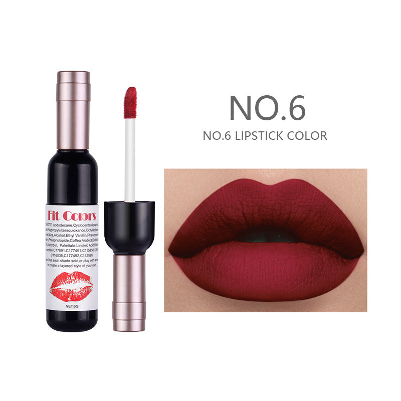 Fit Colors Red Wine Bottle Non-Stick Cup Matte Lip Gloss Matte Velvet Is Not Easy To Fade Lip Gloss Liquid Lipstick - V.I.P Digital Presence