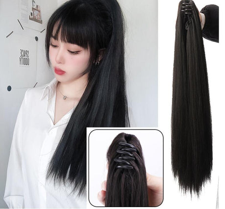 Grab clip ponytail wig female straight hair ponytail mini small grab clip ponytail long straight hair chemical fiber wig high ponytail - V.I.P Digital Presence