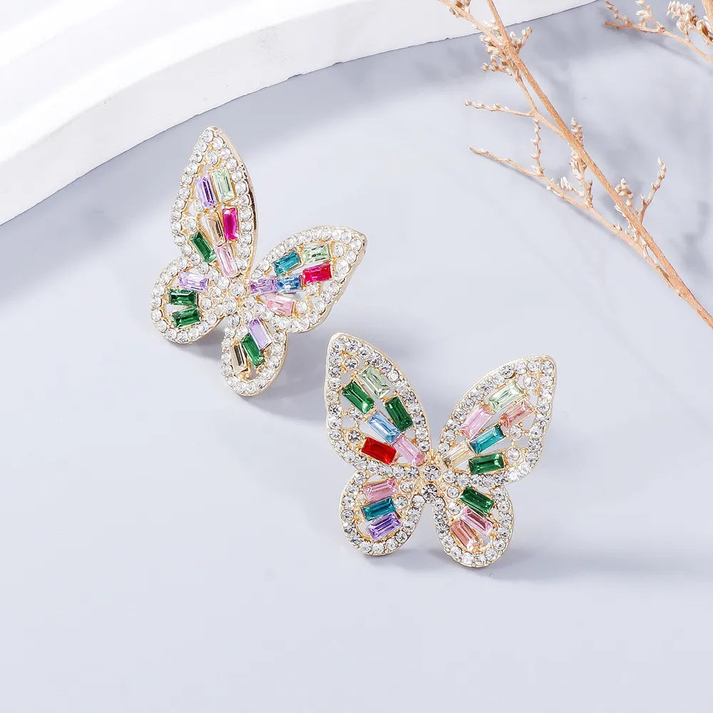 Alloy Inlaid Rhinestone Butterfly Earrings - V.I.P Digital Presence