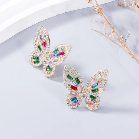 Alloy Inlaid Rhinestone Butterfly Earrings - V.I.P Digital Presence