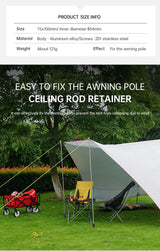 Soporte de varilla para toldo de camping al aire libre, soporte de varilla para tienda de campaña, soporte de tubo fijo, base de ajuste para sombrilla de pesca