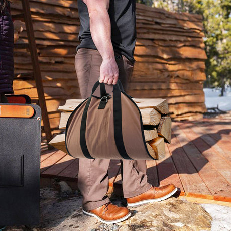 Outdoor Firewood Storage Bag Firewood Transport Bag Canvas Tote Bag Wood Carrier - V.I.P Digital Presence