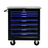 7 DRAWERS MULTIFUNCTIONAL TOOL CART WITH WHEELS-BLACK+BLUE - V.I.P Digital Presence