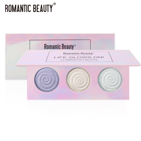 Romantic Beauty Tri-Color Baked Powder Highlighter Palette Pearl Glitter Highlighter Palette - V.I.P Digital Presence