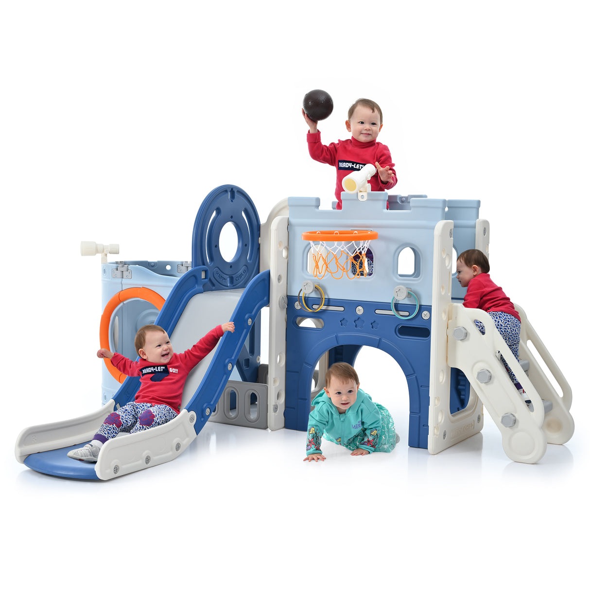 10-1 Toddler Slide Set,Kids Slide for Toddlers Ages 1+, Basketball Hoop Pirate Ship Themed Slide with Ship Head Indoor& Outdoor - V.I.P Digital Presence