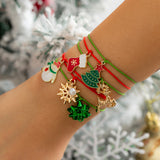 Christmas Element Elk Snow Bracelet Set Creative Snowman Adjustable Wax Thread Handmade - V.I.P Digital Presence