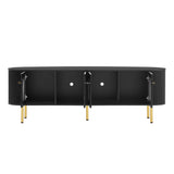 U-Can Modern TV Stand for TVs up to 80 Inches with 4 Cabinets with Metal Legs and Handles for Living room, Black - V.I.P Digital Presence