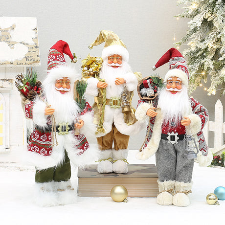 Christmas crafts 18 inch, wearing snow boots, backpack, standing, Santa Claus, dwarf - V.I.P Digital Presence