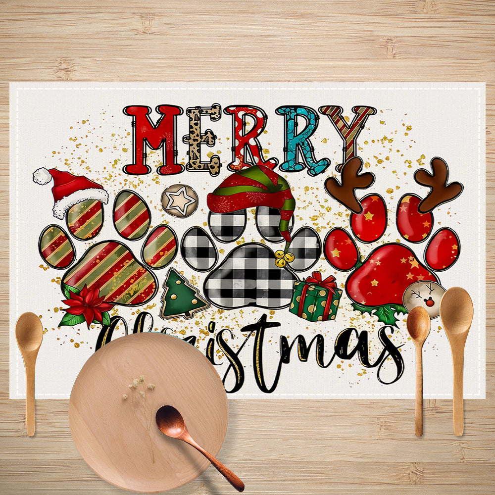 Cake linen placemat Christmas kitchen restaurant decoration insulation mat printed snowman table mat - V.I.P Digital Presence