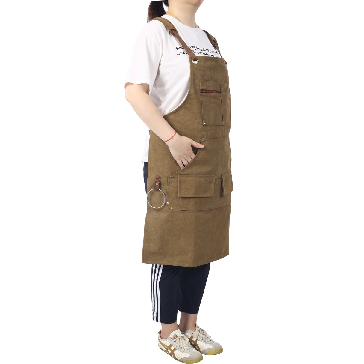 Long heavy-duty canvas tool apron, carpenter apron, carpenter 16 ounces, fully adjustable, no need for waxing - V.I.P Digital Presence